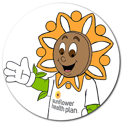 Sunny, Sunflower Health Plan's Kids Club mascot
