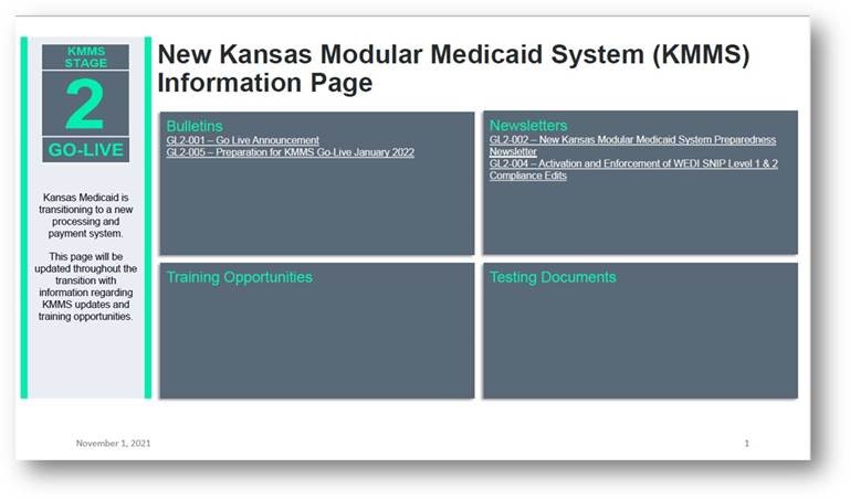 New Kansas Medicaid Modular System  Sunflower Health Plan